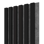 Decorative wooden acoustic wall panel, black matte, 28x275cm (0.77 m²)