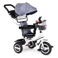 Otroški tricikel EcoToys, 3v1, siv