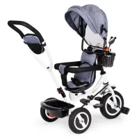 Otroški tricikel EcoToys, 3v1, siv