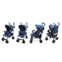 Gyermek babakocsi + esernyő, pohártartó és táska, kék színű