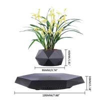 Crna lebdeći lonac, s magnetskim djelovanjem, Bonsai, 360°