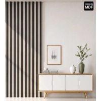 3D decorative slats, wooden strips for walls, ceiling, or partition wall (28x37 mm) (black)
