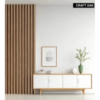 3D decorative slats, wooden strips for walls, ceiling, or partition wall (28x37 mm) (craft oak)