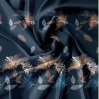 Posteljnina 200x220cm, temno modra z lističi, 3 delna