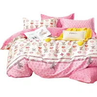 Obojestranska posteljnina 160x200, roza, 4 delna