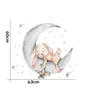 Wall sticker with rabbit on cloud, for children room, 84x64cm