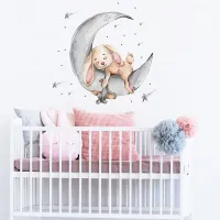 Wall sticker with rabbit on cloud, for children room, 84x64cm