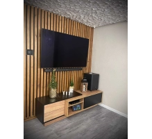 Decorative 3D wall wood slat, MDF, for wall or partition walls (3x4 cm) (oak wotan)