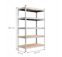 Kovinski regal za shranjevanje Springos 205x120x45cm, max 200 kg na polico