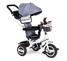 Otroški tricikel EcoToys, 3v1, siv
