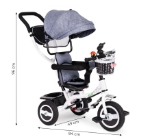 Otroški tricikel EcoToys, 3v1, siv