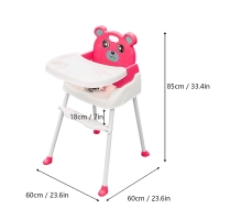Baby high chair 2 in 1, pink, BEAR