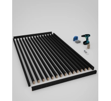 Wooden partition wall ready for assembly, black, 51cm (7 slats)