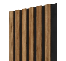 Bordázott dekoratív fa akusztikus falpanel, korall színű, 30x275 cm