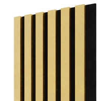 Bordázott dekoratív fa akusztikus falpanel, arany metál színű, 30x275 cm