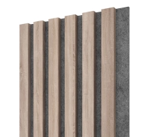 Bordázott dekoratív fa akusztikus falpanel, sonoma tölgy, 30x275 cm