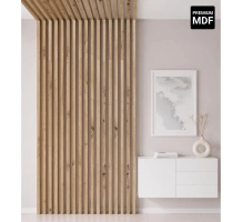 3D decorative wood wall slat, MDF (oak artisan) 1.6x3cm