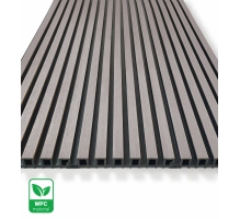 WPC facade panel TWIX SLIM, GREY with black joints, 6 slim slats (0.64 m²)