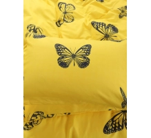 Posteljnina 160x200, BUTTERFLY, 3 delna, rumena z metulji