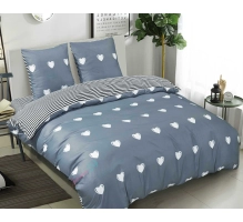 Bedding set 200x220cm, 3 parts, svetlo siva srce