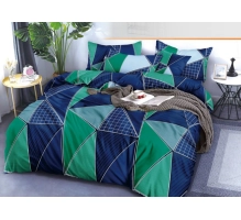 Bedding set 200x220, 3 parts, zeleno modra