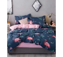 Bedding set 200x220, 3 parts, flamingo