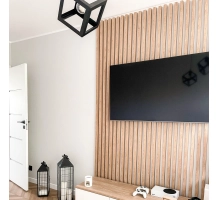 Decorative 3D wall wood slat, MDF, for wall or partition walls (3x4 cm) (oak wotan)