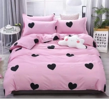Posteljnina 160x200cm, srce roza, 3 delna