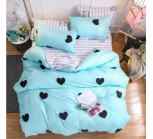 Bedding set 160x200cm, turkizna, srce, 3 parts