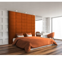 Soft wall panel, upholstered, suede, orange (60x30)