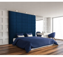 Soft wall panel, upholstered, suede, dark blue (60x30)