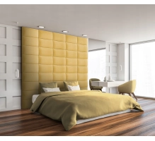 Soft wall panel, upholstered, suede, yellow (60x30)