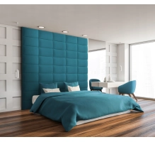 Soft wall panel, upholstered, suede, blue (60x30)