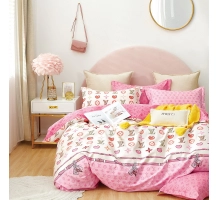 Obojestranska posteljnina 160x200, roza, 4 delna