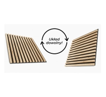 Decorative wooden acoustic wall panel, natural oak, 60x60cm