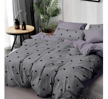 Bedding set iz mikrovlaken 160x200 3 parts, siva z srca