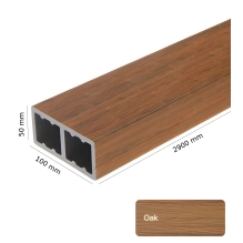 WPC timber tube LT-04A, 3D grain wood, AURORA, 100x50x2900 mm