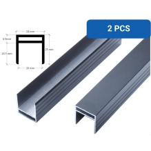 2 DB alumínium fedél WPC kerítéshez, 26x24 mm, 1730 mm hosszúság, fekete