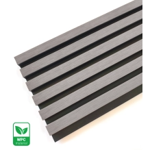 WPC fasadni panel TWIX SLIM, SIVA s crnim fugama, 6 tankih letvica (0,64 m²)