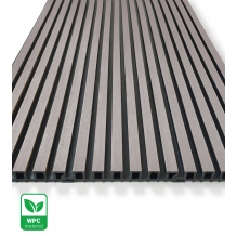 WPC fasadni panel TWIX SLIM, SIVA s crnim fugama, 6 tankih letvica (0,64 m²)
