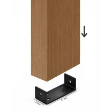 U-shaped bracket for wooden brise-soleil slats, for concealed mounting, galvanized steel, 87x37 mm