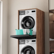 Ormar za perilicu i sušilicu rublja, s policom na izvlačenje, hrast