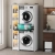 Cabinet for washing machine and dryer with foldable drawer, WHITE + side cabinet