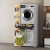 Cabinet for washing machine and dryer with foldable drawer, WHITE + side cabinet