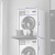 Cabinet for washing machine and dryer, with pull-out shelf, oak