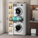 Cabinet for washing machine and dryer with foldable drawer, WHITE + side cabinet