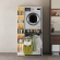 Cabinet for washing machine and dryer with foldable drawer, WHITE + side cabinet