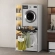 Cabinet for washing machine and dryer with foldable drawer, WHITE + side cabinet