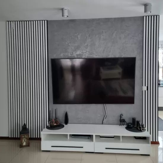Zidni drveni panel od lamela, obloga, crna HDF ploča, bijela, 30x275cm
