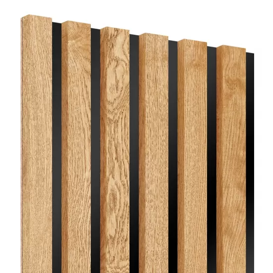 Zidni drveni panel od lamela, obloga, crna HDF ploča, furnir hrast, 30x275cm